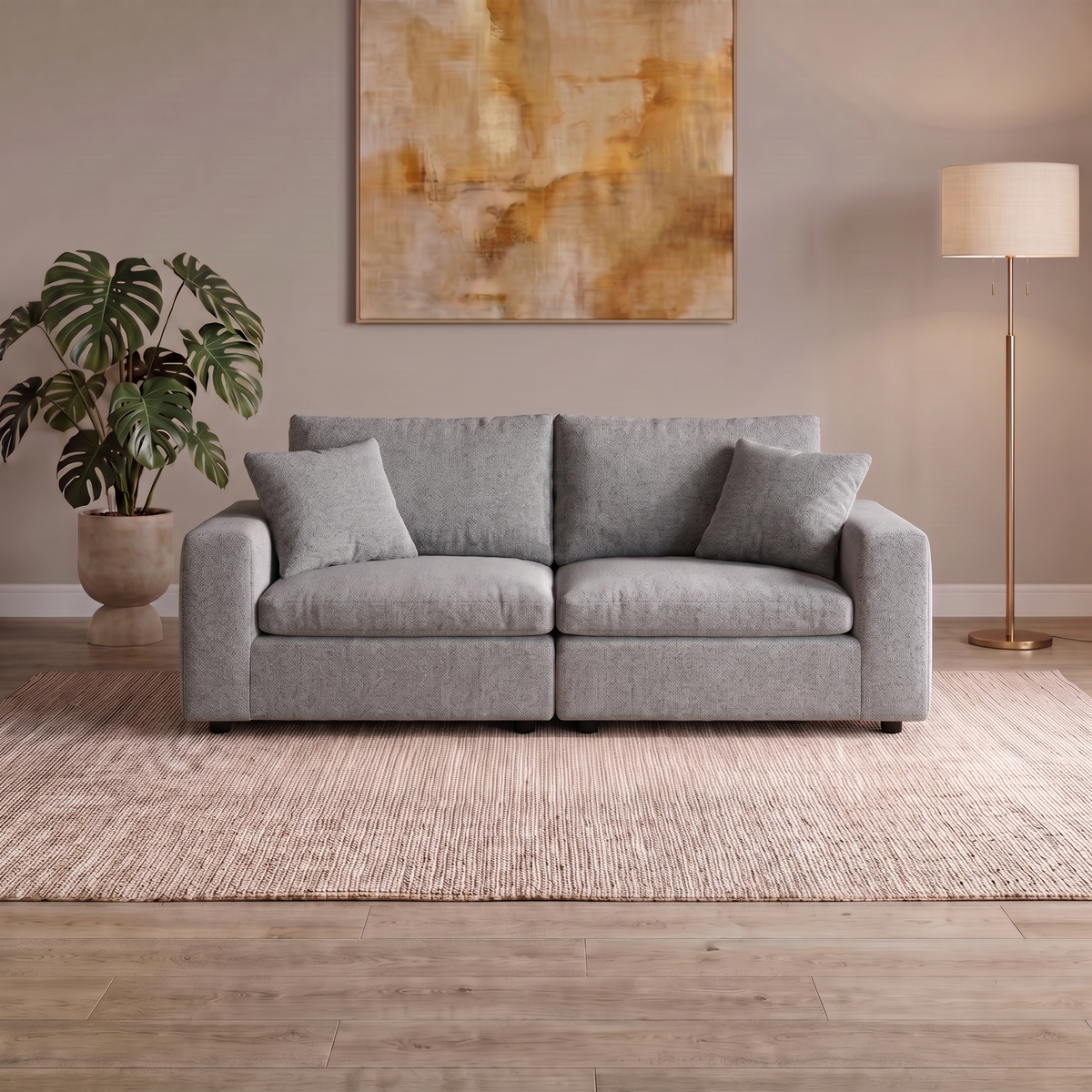 2 Piece Loveseat in Light Grey