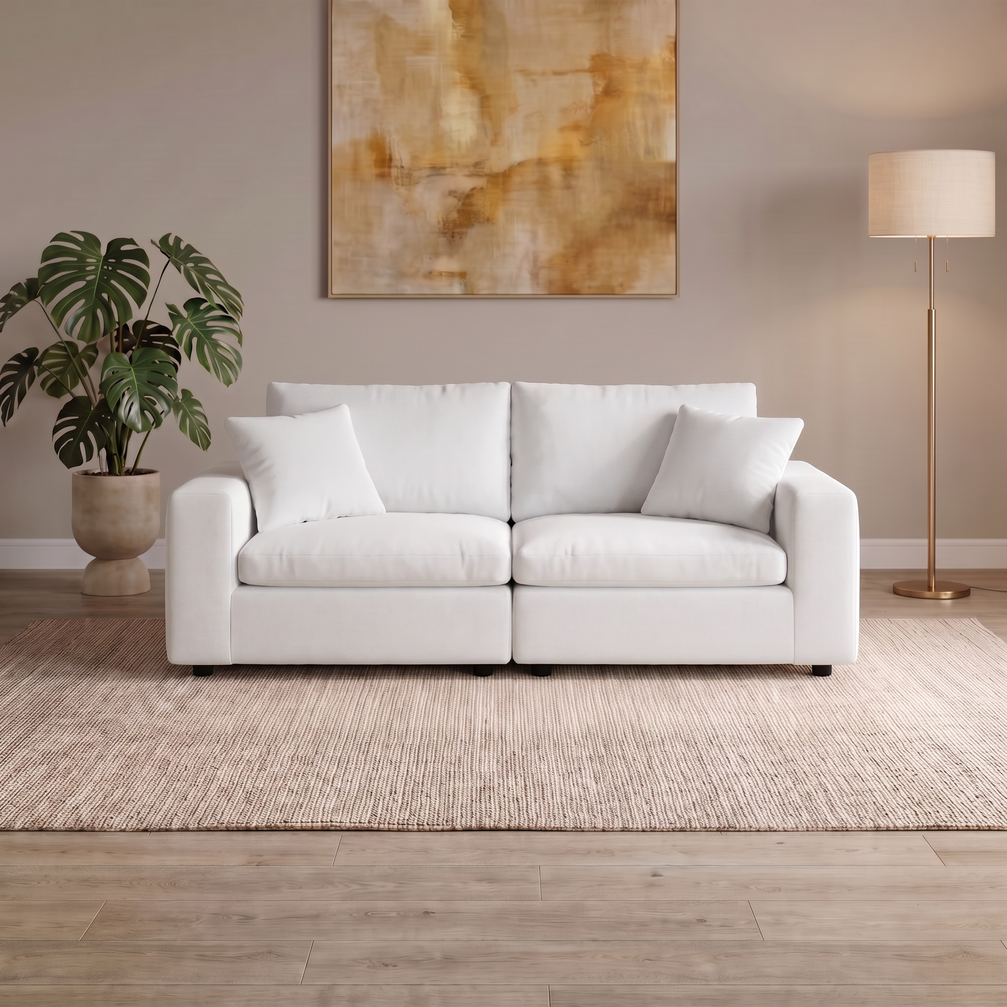 2 Piece Loveseat in White