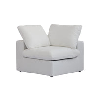 Corner / Edge Module in White — two back cushions meeting at the corner with a low arm, shown on a white background