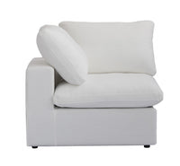 Corner / Edge Module in White, side view showing the low arm profile and seat depth