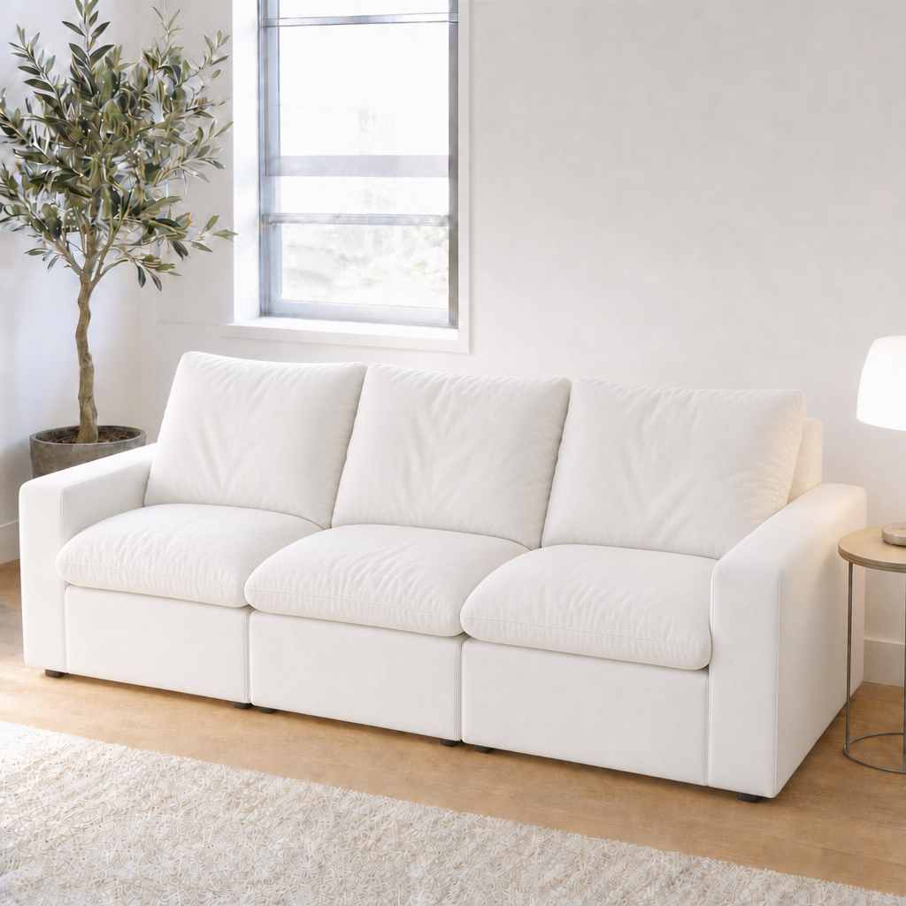 3 Seat SkyLux Cloud Couch in White