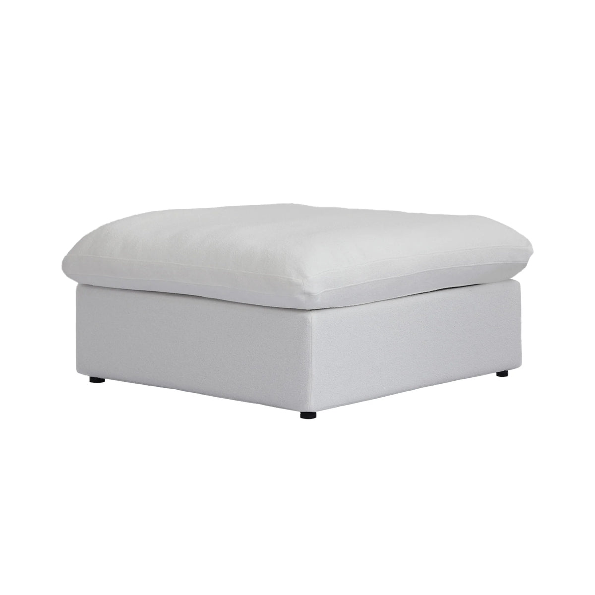 Storage Ottoman in White — pillow-top cushion over a storage base, shown on a white background
